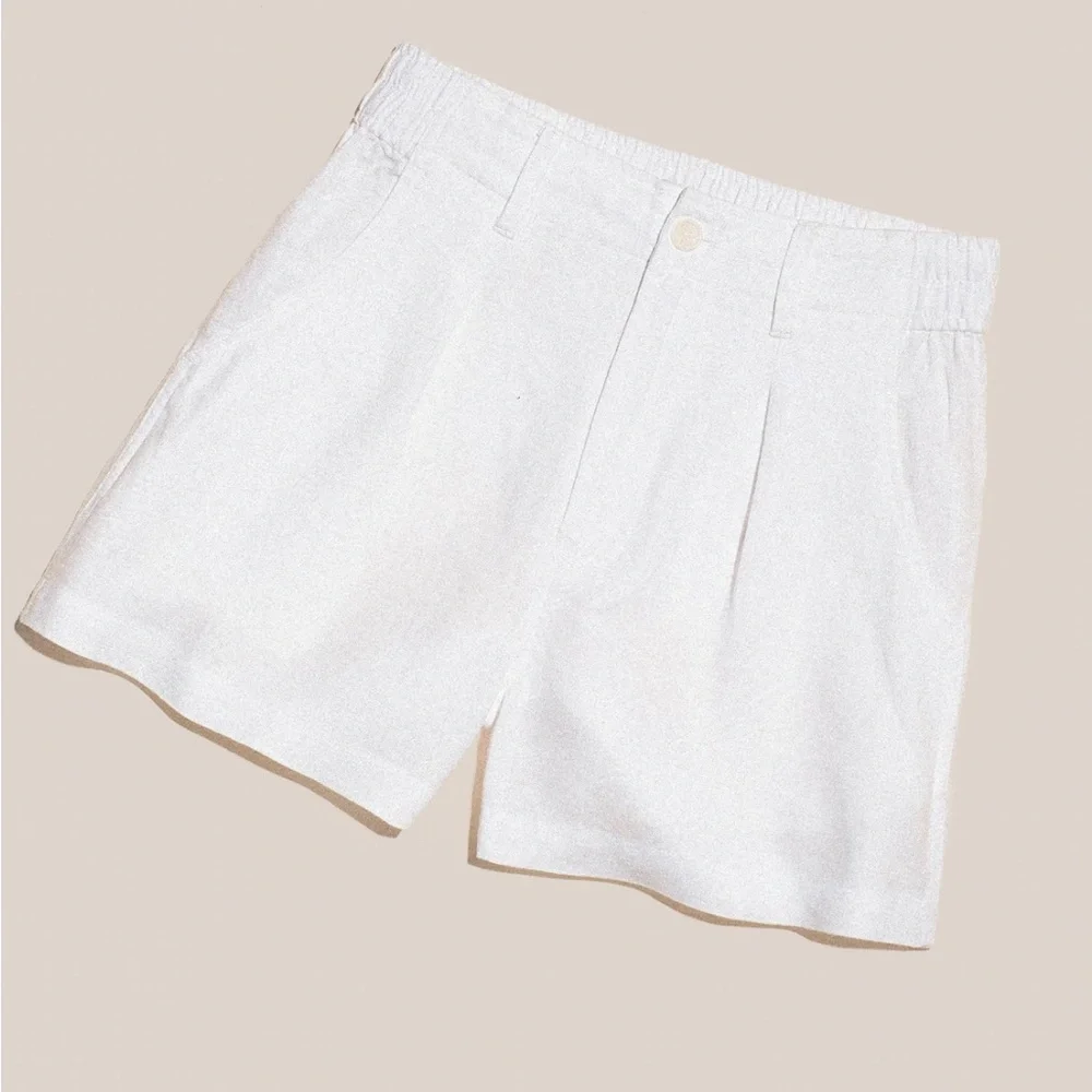 Madewell The Beale High Waist White Linen Shorts - Picture 3 of 8
